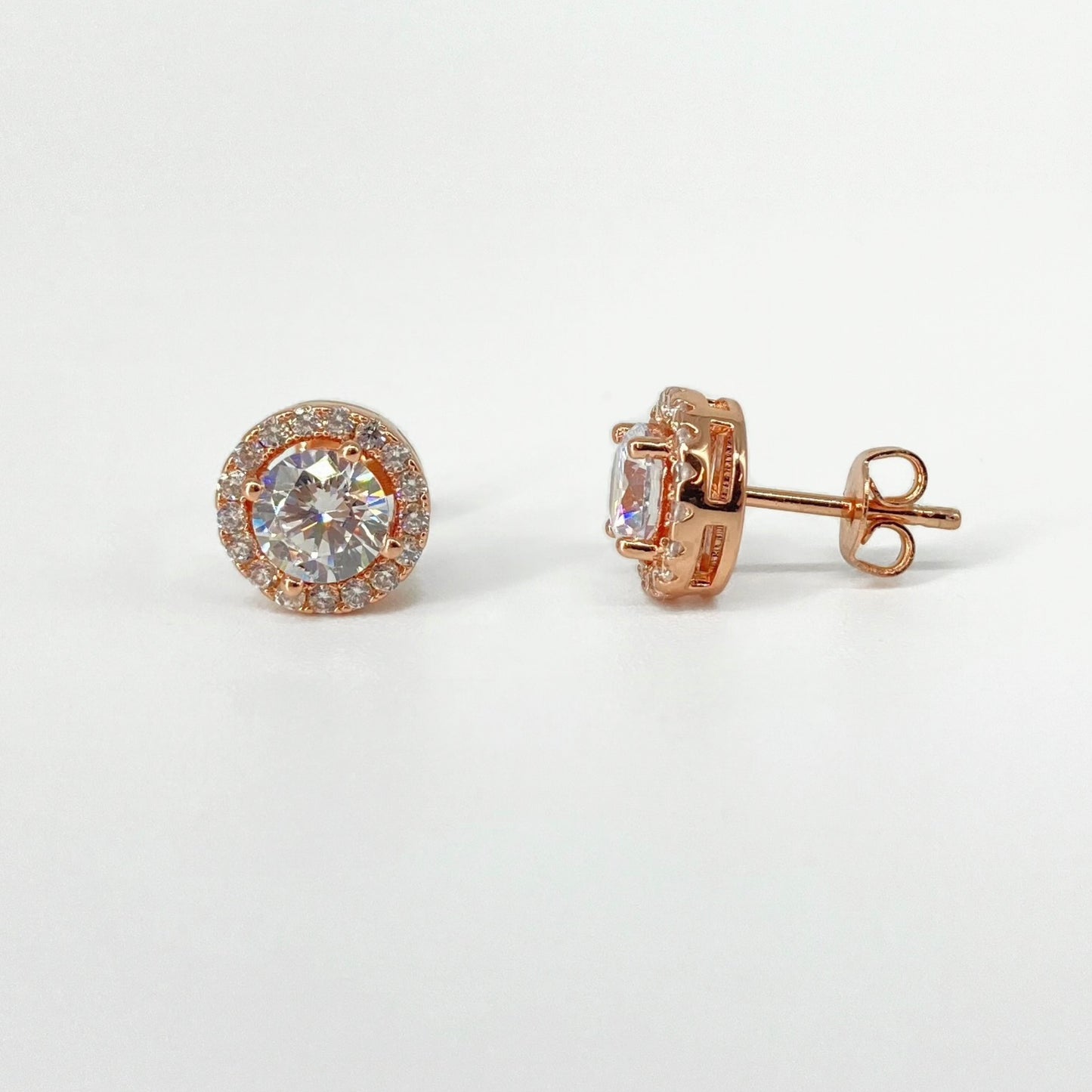Rose Gold Victoria Diamond Simulant Earrings
