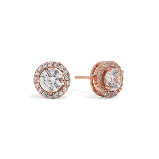 Rose Gold Victoria Diamond Simulant Earrings