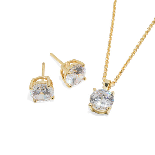 "Breakfast On Fifth St." Gold Earrings & Pendant Set