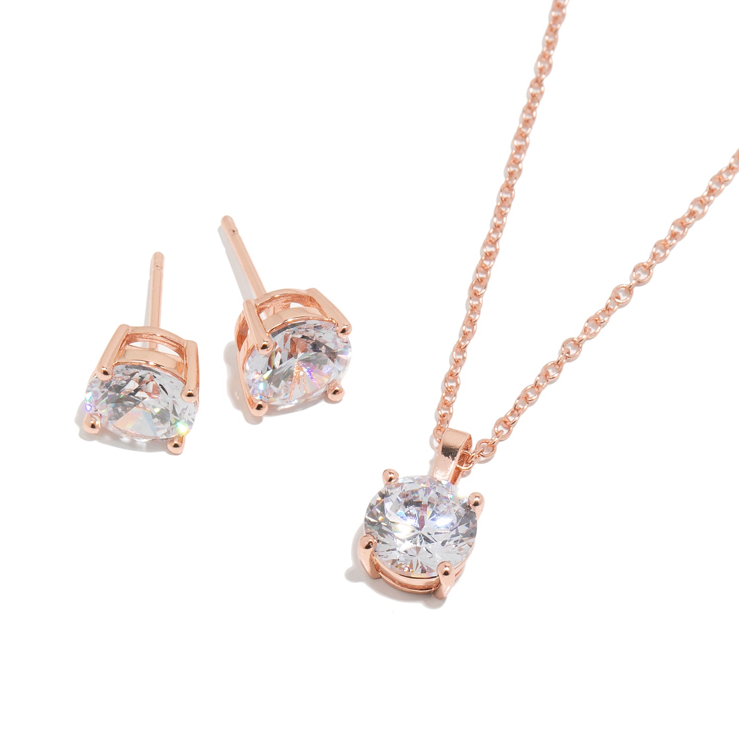 "Upper East Side" Rose Gold Earrings & Pendant Set