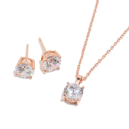 "Upper East Side" Rose Gold Earrings & Pendant Set