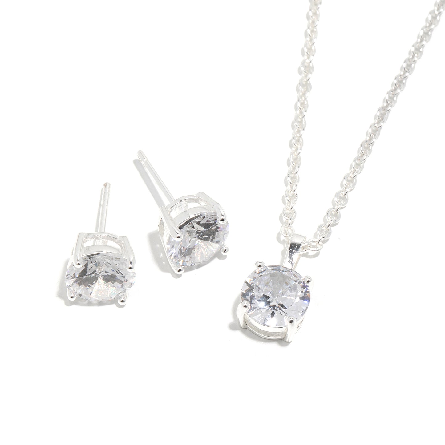 "A Girl's Bestfriend" Silver Earrings & Pendant Set