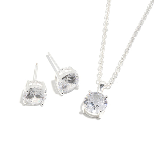 "A Girl's Bestfriend" Silver Earrings & Pendant Set