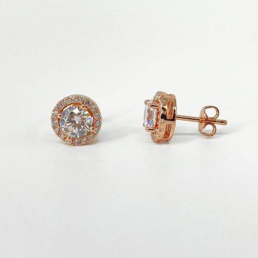 Rose Gold Victoria Diamond Simulant Earrings