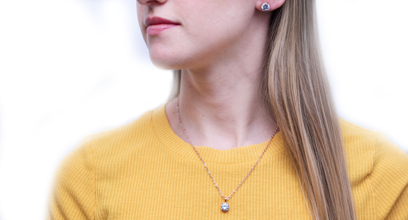 "Upper East Side" Rose Gold Earrings & Pendant Set