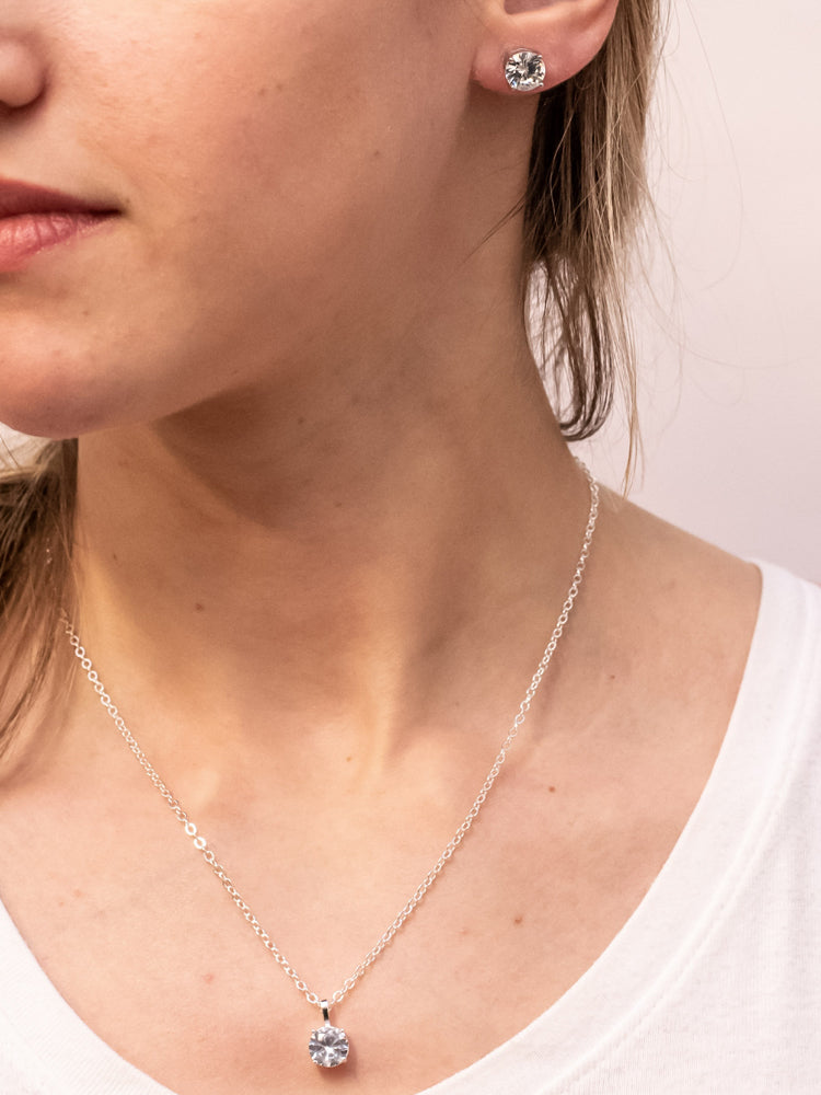 "A Girl's Bestfriend" Silver Earrings & Pendant Set