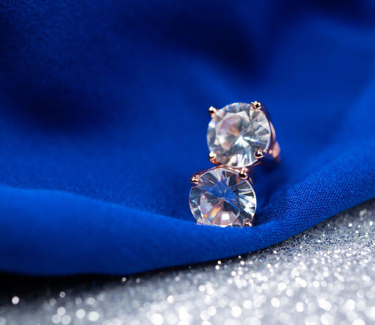 "Meet Me On Broadway" Rose Gold Diamond Simulant Earrings