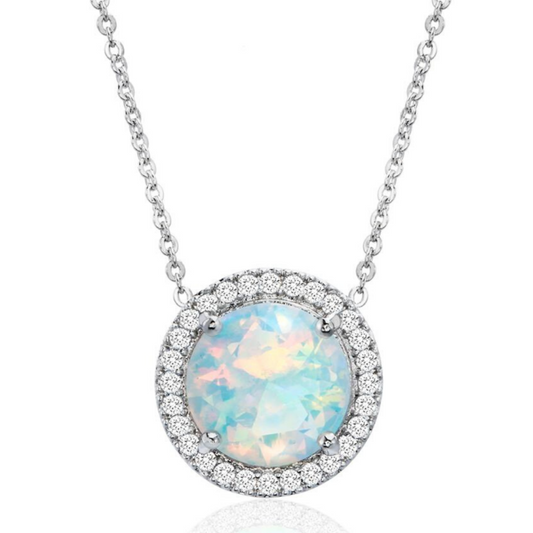 Classic Sapphire Halo Necklace