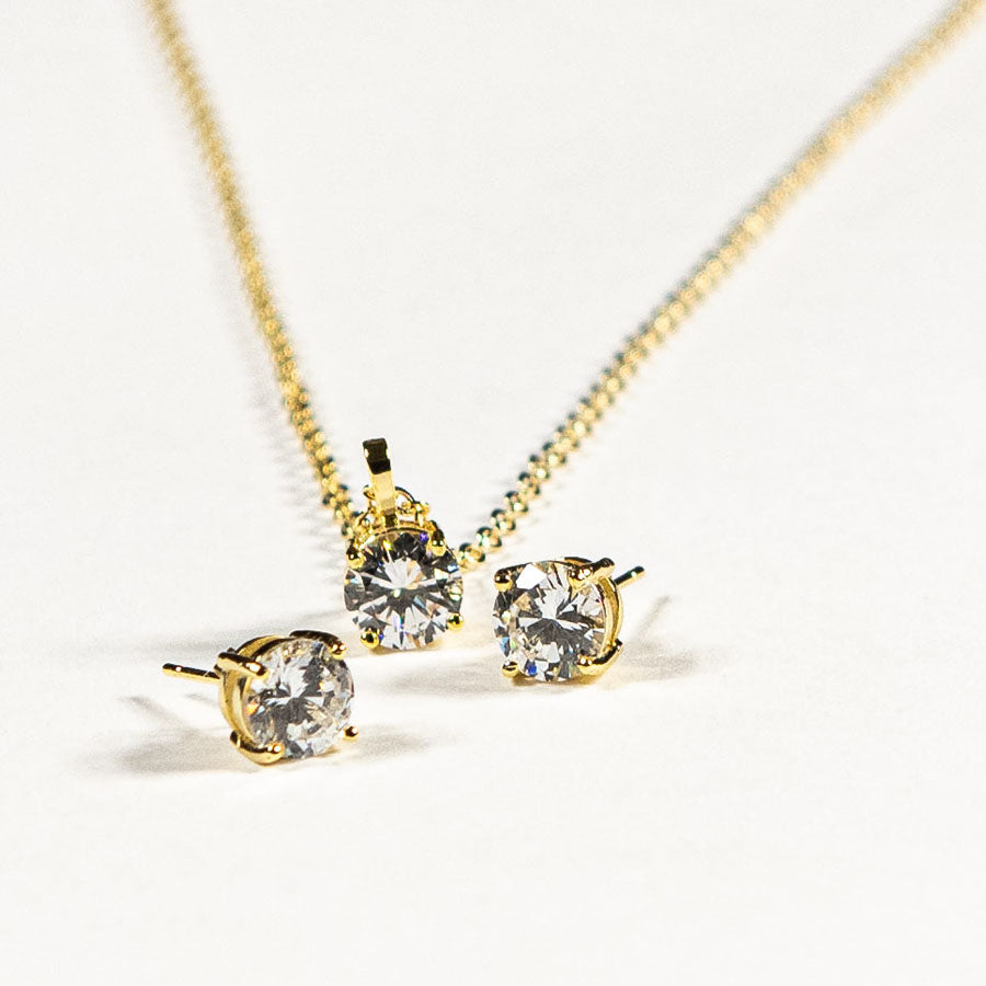 "Breakfast On Fifth St." Gold Earrings & Pendant Set