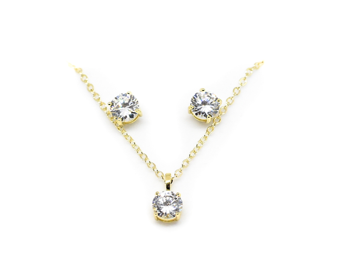 "Breakfast On Fifth St." Gold Earrings & Pendant Set