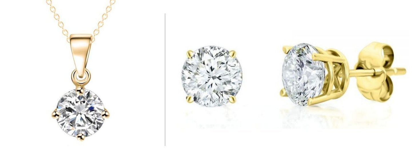 "Breakfast On Fifth St." Gold Earrings & Pendant Set